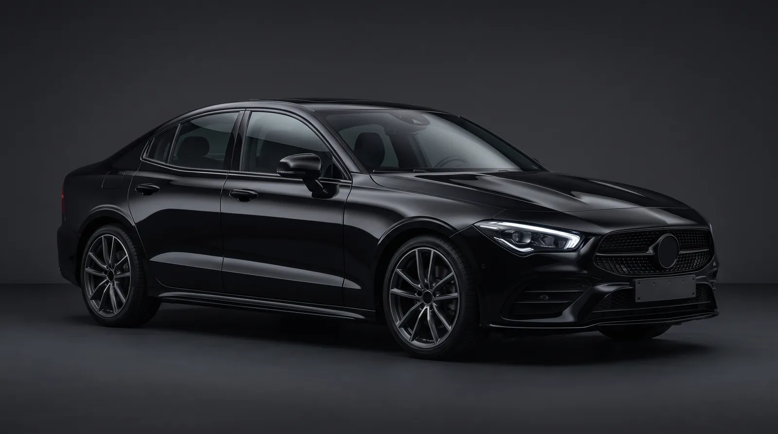 A car finished in Tuxedo Black car paint